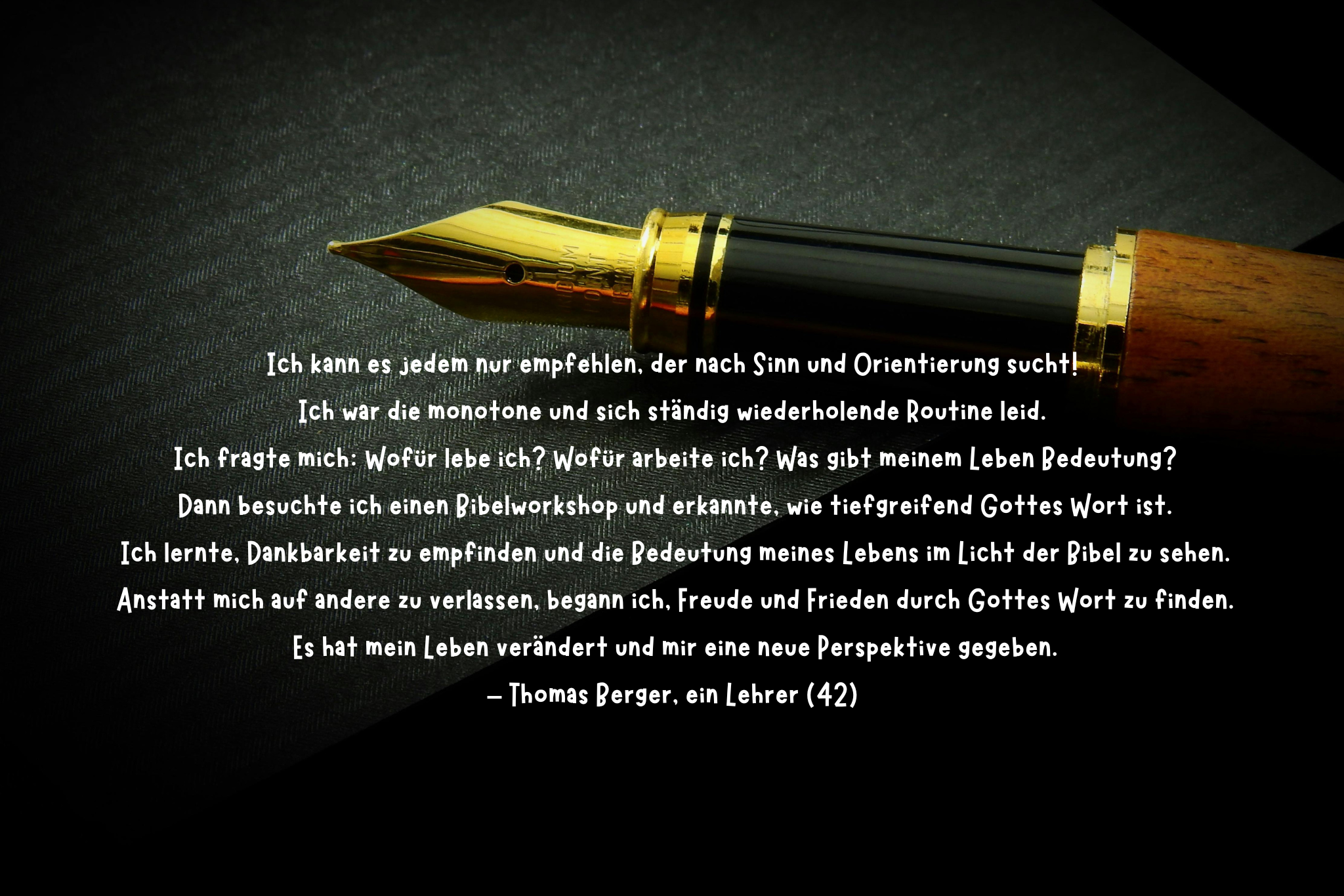 Danke schön! Früher habe ich mehr auf die Meinung anderer geachtet als auf Gottes Wort. Doch diese Gelegenheit hat mir geholfen, mein Selbstwertgefühl durch die Bibel zu stärken und über mich selb (2)